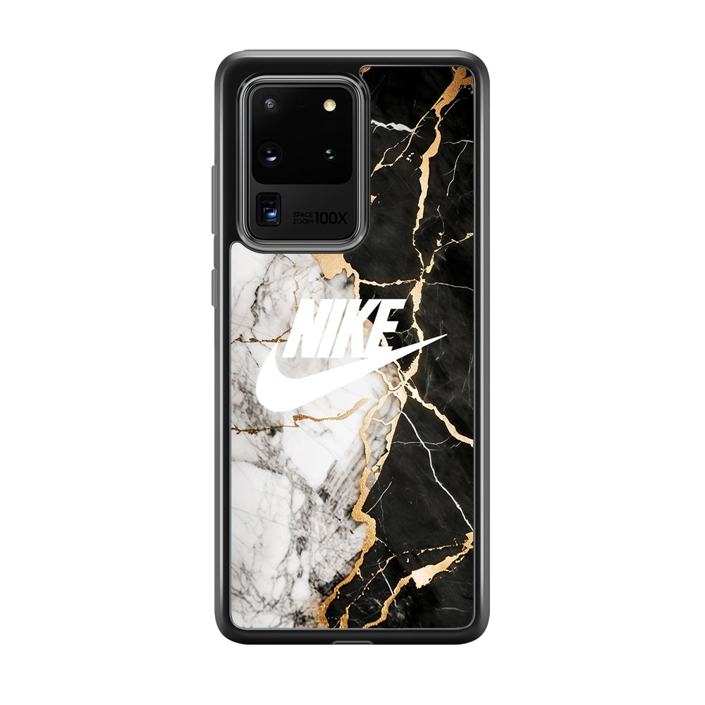 Nike Logo Mix Marble Samsung Galaxy S20 Ultra Case-Mobile Phone Case-Rubber Black (2D Case)-Altracase