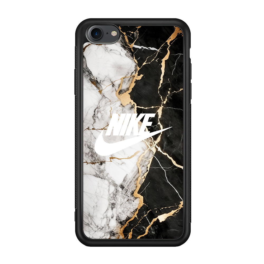 Nike Logo Mix Marble iPhone SE 3 2022 Case-Mobile Phone Case-Rubber Black (2D Case)-Altracase