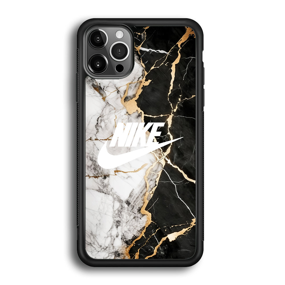 Nike Logo Mix Marble iPhone 12 Pro Case-Mobile Phone Case-Rubber Black (2D Case)-Altracase