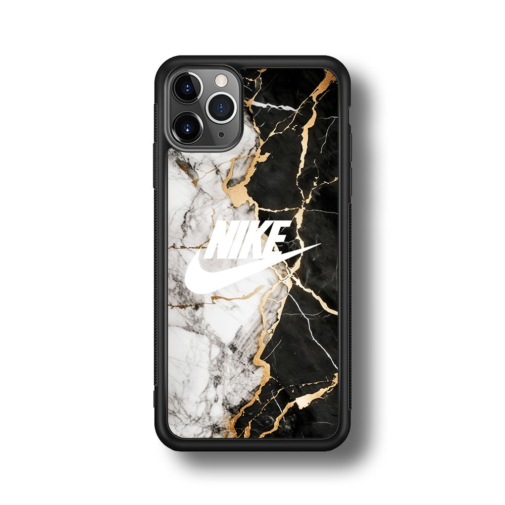 Nike Logo Mix Marble iPhone 11 Pro Max Case-Mobile Phone Case-Rubber Black (2D Case)-Altracase