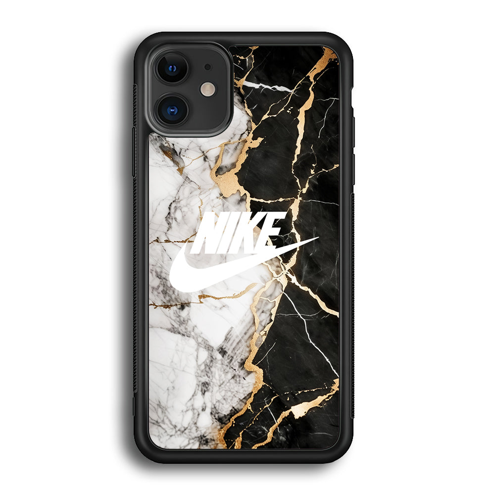 Nike Logo Mix Marble iPhone 12 Case-Mobile Phone Case-Rubber Black (2D Case)-Altracase