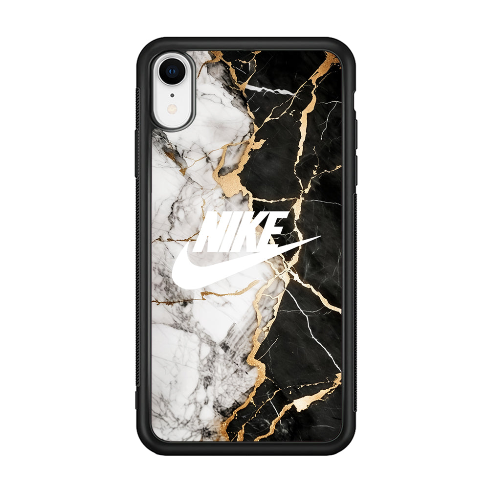 Nike Logo Mix Marble iPhone XR Case-Mobile Phone Case-Rubber Black (2D Case)-Altracase