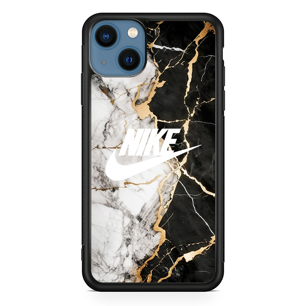 Nike Logo Mix Marble iPhone 13 Case-Mobile Phone Case-Rubber Black (2D Case)-Altracase