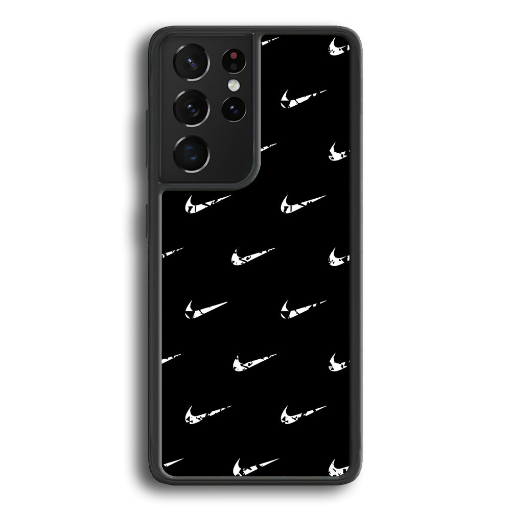 Nike Logo Pattern Samsung Galaxy S21 Ultra Case-Mobile Phone Case-Rubber Black (2D Case)-Altracase