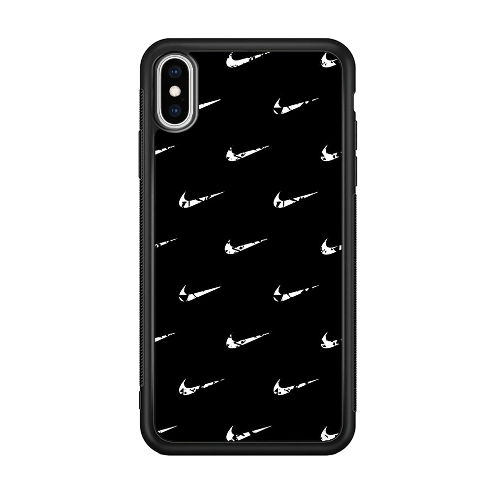 Nike Logo Pattern iPhone X Case-Mobile Phone Case-Rubber Black (2D Case)-Altracase