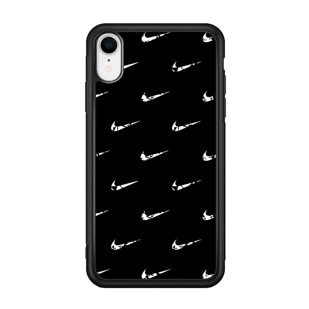 Nike Logo Pattern iPhone XR Case-Mobile Phone Case-Rubber Black (2D Case)-Altracase