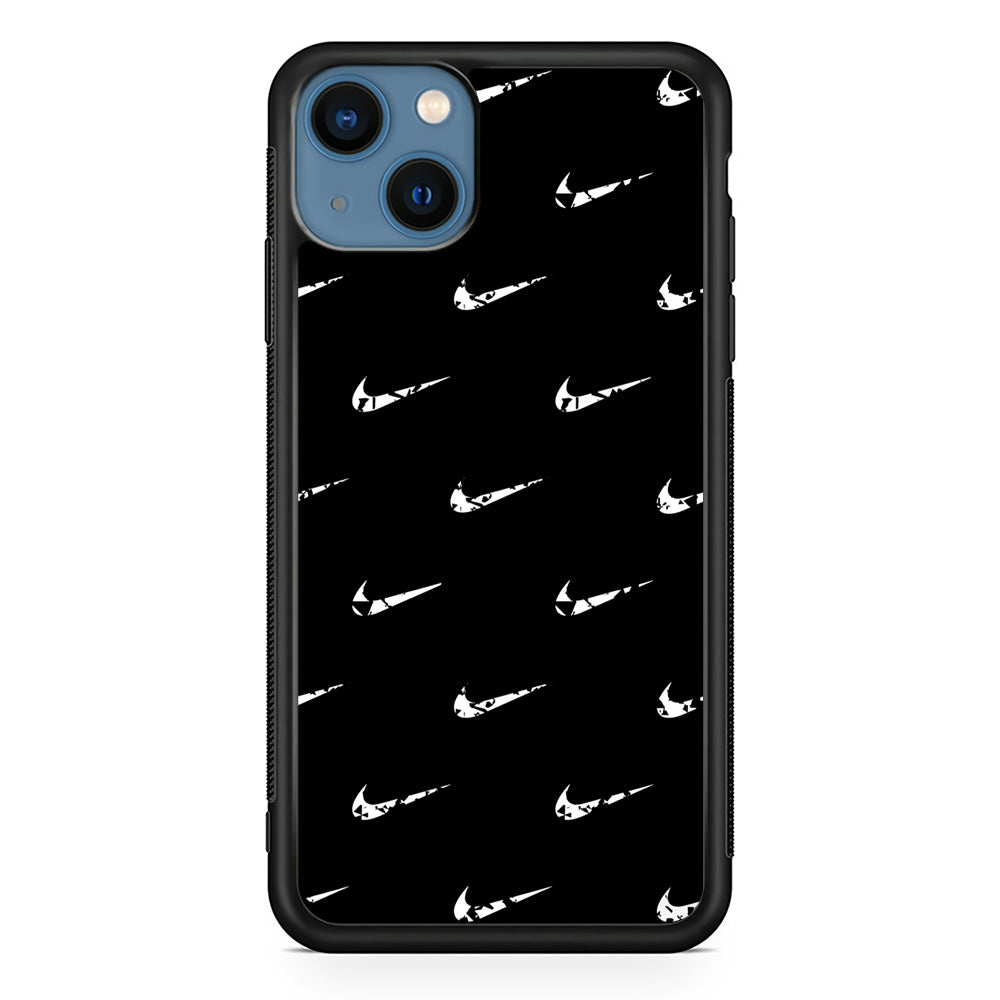 Nike Logo Pattern iPhone 14 Plus Case-Mobile Phone Case-Rubber Black (2D Case)-Altracase