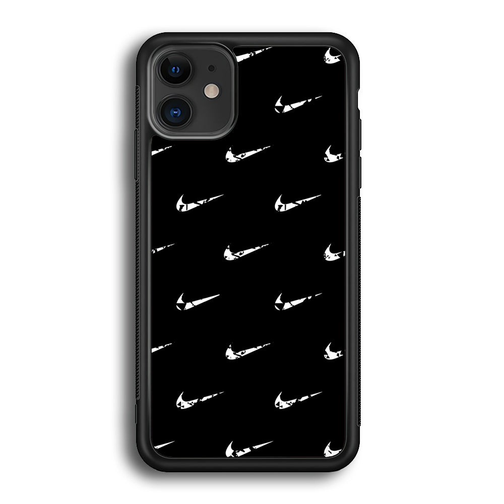 Nike Logo Pattern iPhone 12 Case-Mobile Phone Case-Rubber Black (2D Case)-Altracase