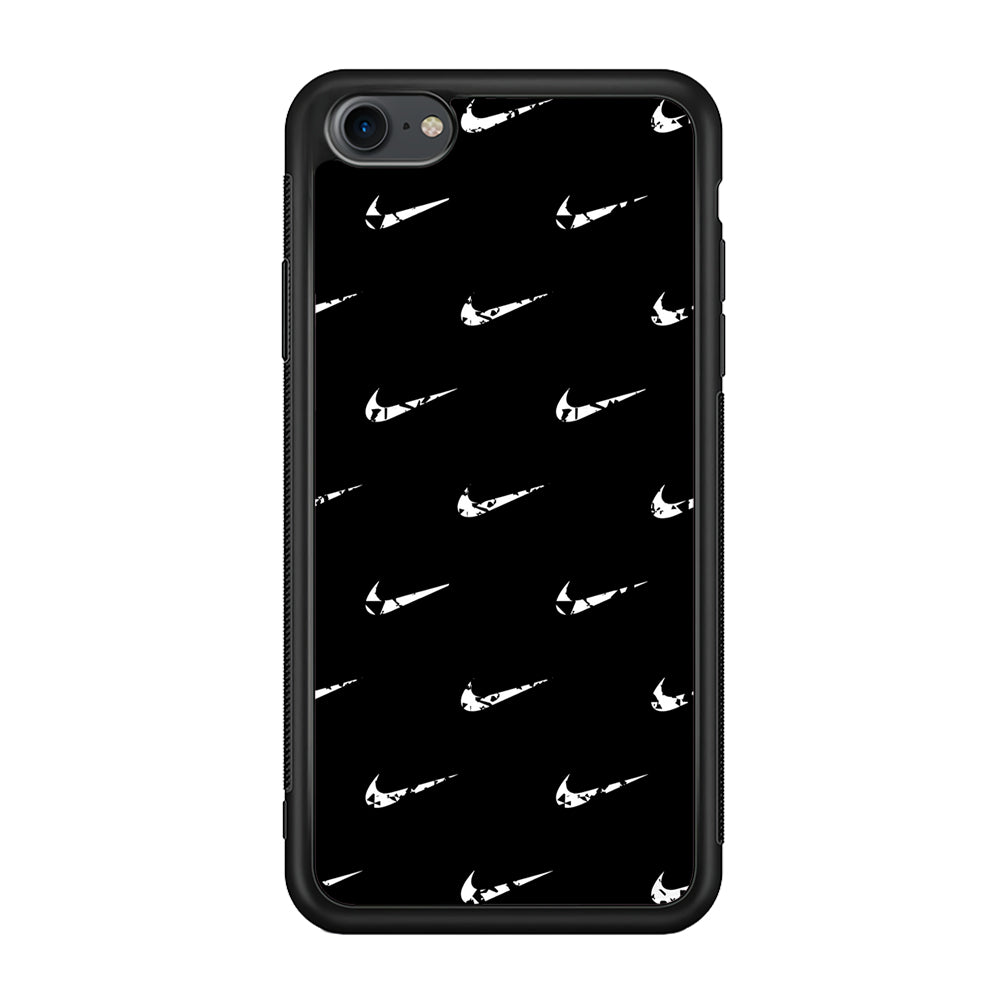 Nike Logo Pattern iPhone SE 2020 Case-Mobile Phone Case-Rubber Black (2D Case)-Altracase