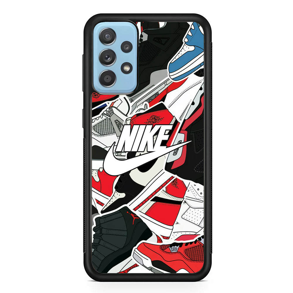 Nike Logo Shoes Pattern Samsung Galaxy A52 Case-Mobile Phone Case-Rubber Black (2D Case)-Altracase