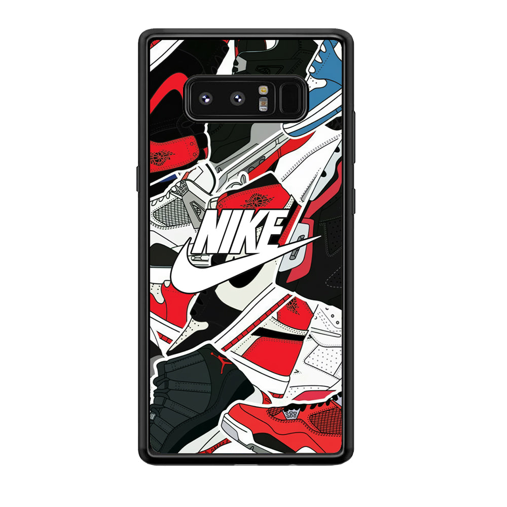 Nike Logo Shoes Pattern Samsung Galaxy Note 8 Case-Mobile Phone Case-Rubber Black (2D Case)-Altracase