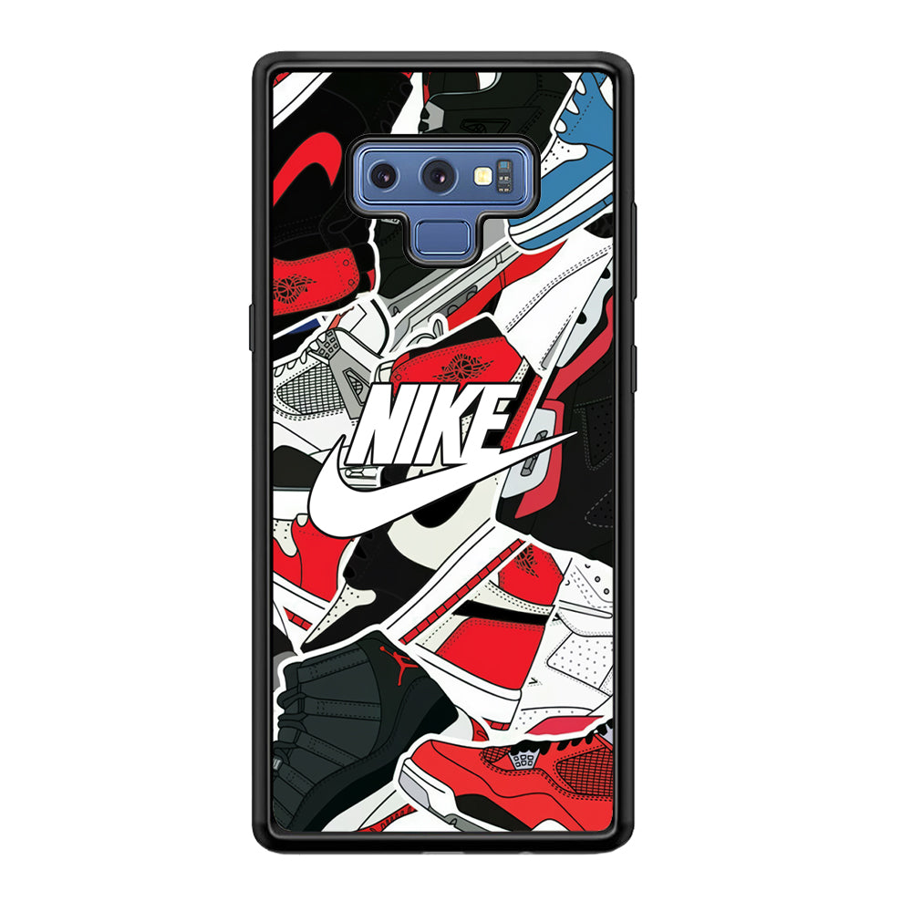 Nike Logo Shoes Pattern Samsung Galaxy Note 9 Case-Mobile Phone Case-Rubber Black (2D Case)-Altracase