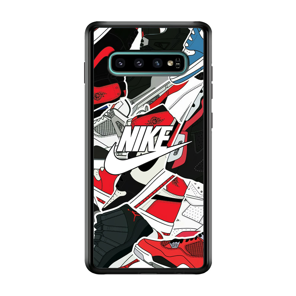 Nike Logo Shoes Pattern Samsung Galaxy S10 Case-Mobile Phone Case-Rubber Black (2D Case)-Altracase