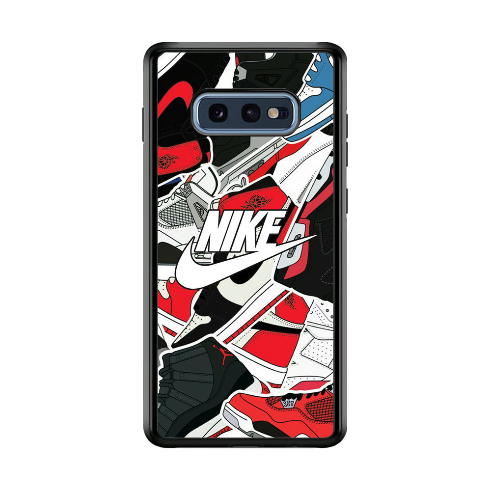 Nike Logo Shoes Pattern Samsung Galaxy S10E Case-Mobile Phone Case-Rubber Black (2D Case)-Altracase
