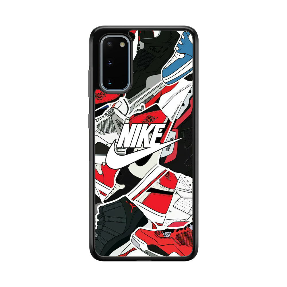 Nike Logo Shoes Pattern Samsung Galaxy S20 Case-Mobile Phone Case-Rubber Black (2D Case)-Altracase