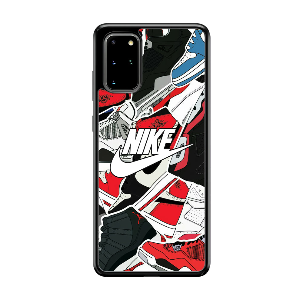 Nike Logo Shoes Pattern Samsung Galaxy S20 Plus Case-Mobile Phone Case-Rubber Black (2D Case)-Altracase