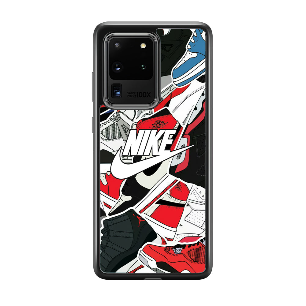 Nike Logo Shoes Pattern Samsung Galaxy S20 Ultra Case-Mobile Phone Case-Rubber Black (2D Case)-Altracase