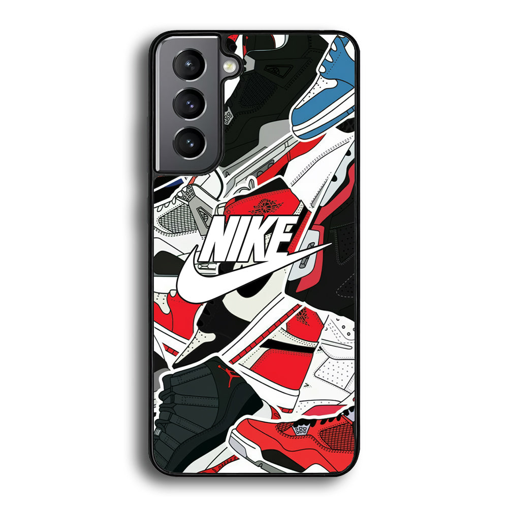 Nike Logo Shoes Pattern Samsung Galaxy S23 Plus Case-Mobile Phone Case-Rubber Black (2D Case)-Altracase