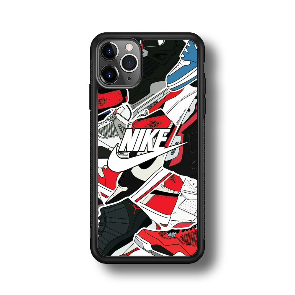 Nike Logo Shoes Pattern iPhone 11 Pro Max Case-Mobile Phone Case-Rubber Black (2D Case)-Altracase