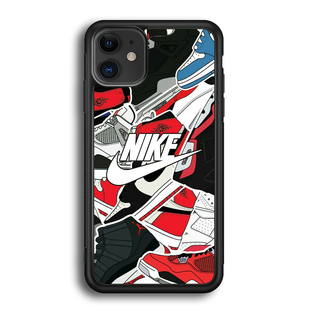 Nike Logo Shoes Pattern iPhone 11 Case-Mobile Phone Case-Rubber Black (2D Case)-Altracase
