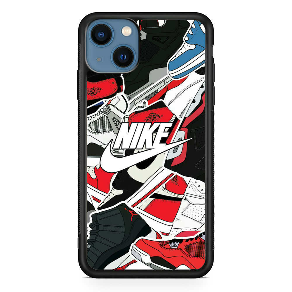 Nike Logo Shoes Pattern iPhone 14 Plus Case-Mobile Phone Case-Rubber Black (2D Case)-Altracase