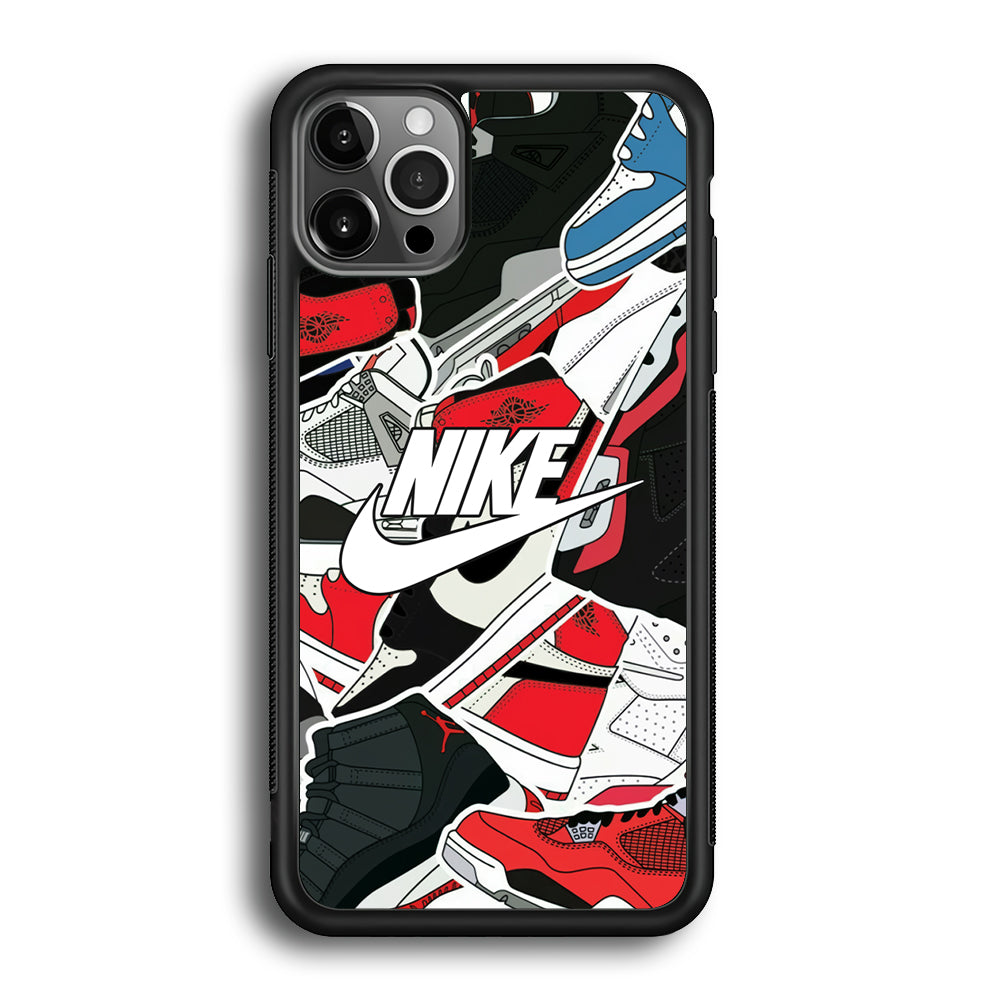 Nike Logo Shoes Pattern iPhone 12 Pro Case-Mobile Phone Case-Rubber Black (2D Case)-Altracase