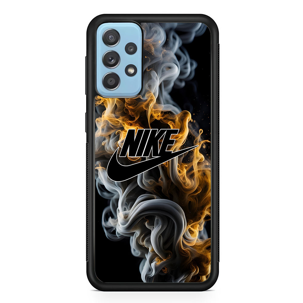 Nike Logo Smoke Mixed with Fire Samsung Galaxy A52 Case-Mobile Phone Case-Rubber Black (2D Case)-Altracase