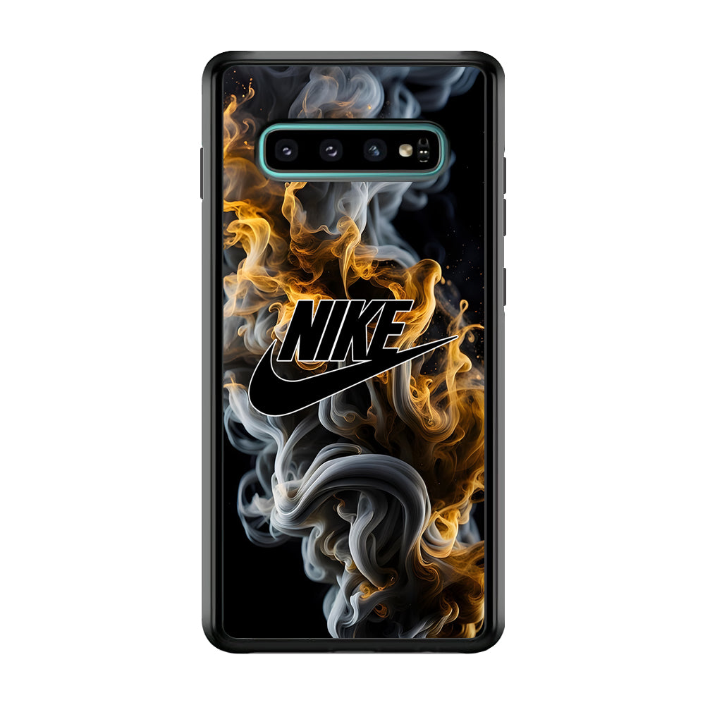 Nike Logo Smoke Mixed with Fire Samsung Galaxy S10 Case-Mobile Phone Case-Rubber Black (2D Case)-Altracase