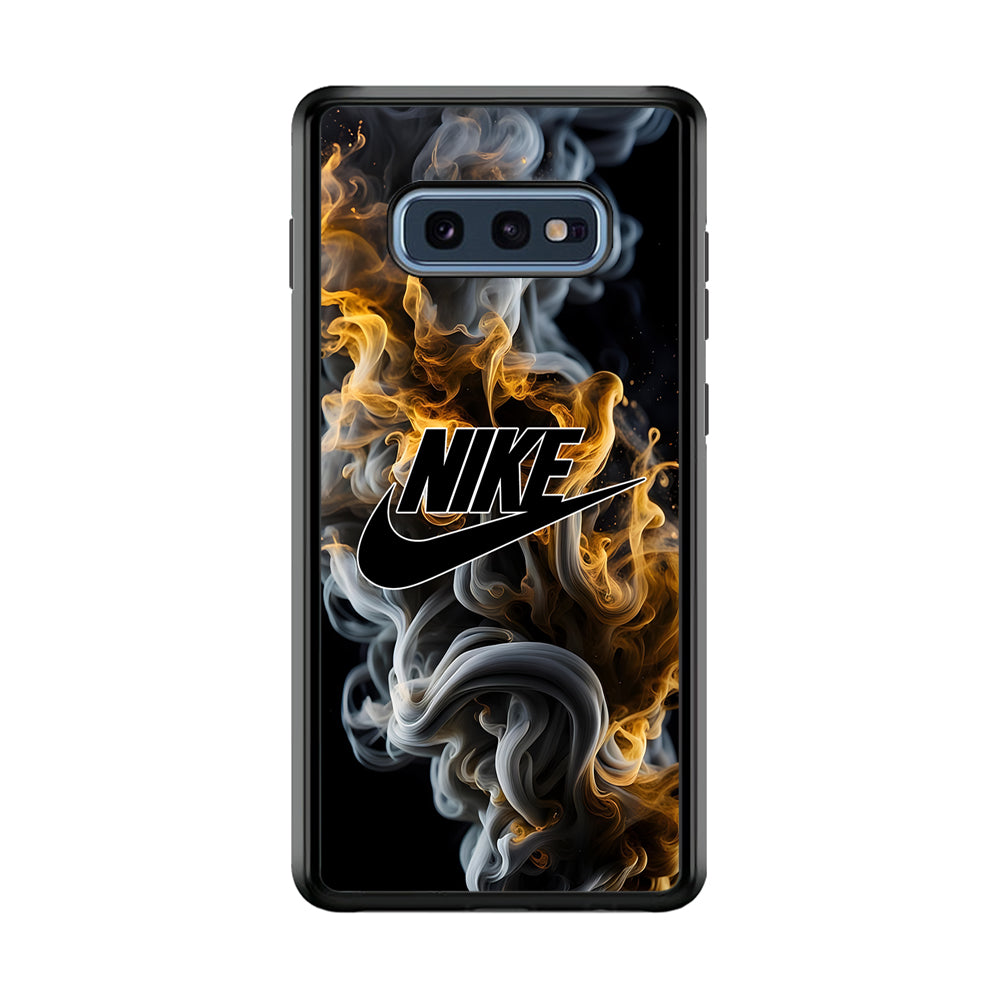 Nike Logo Smoke Mixed with Fire Samsung Galaxy S10E Case-Mobile Phone Case-Rubber Black (2D Case)-Altracase