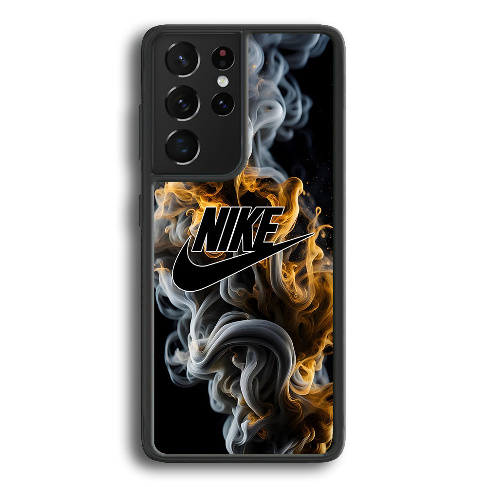 Nike Logo Smoke Mixed with Fire Samsung Galaxy S21 Ultra Case-Mobile Phone Case-Rubber Black (2D Case)-Altracase