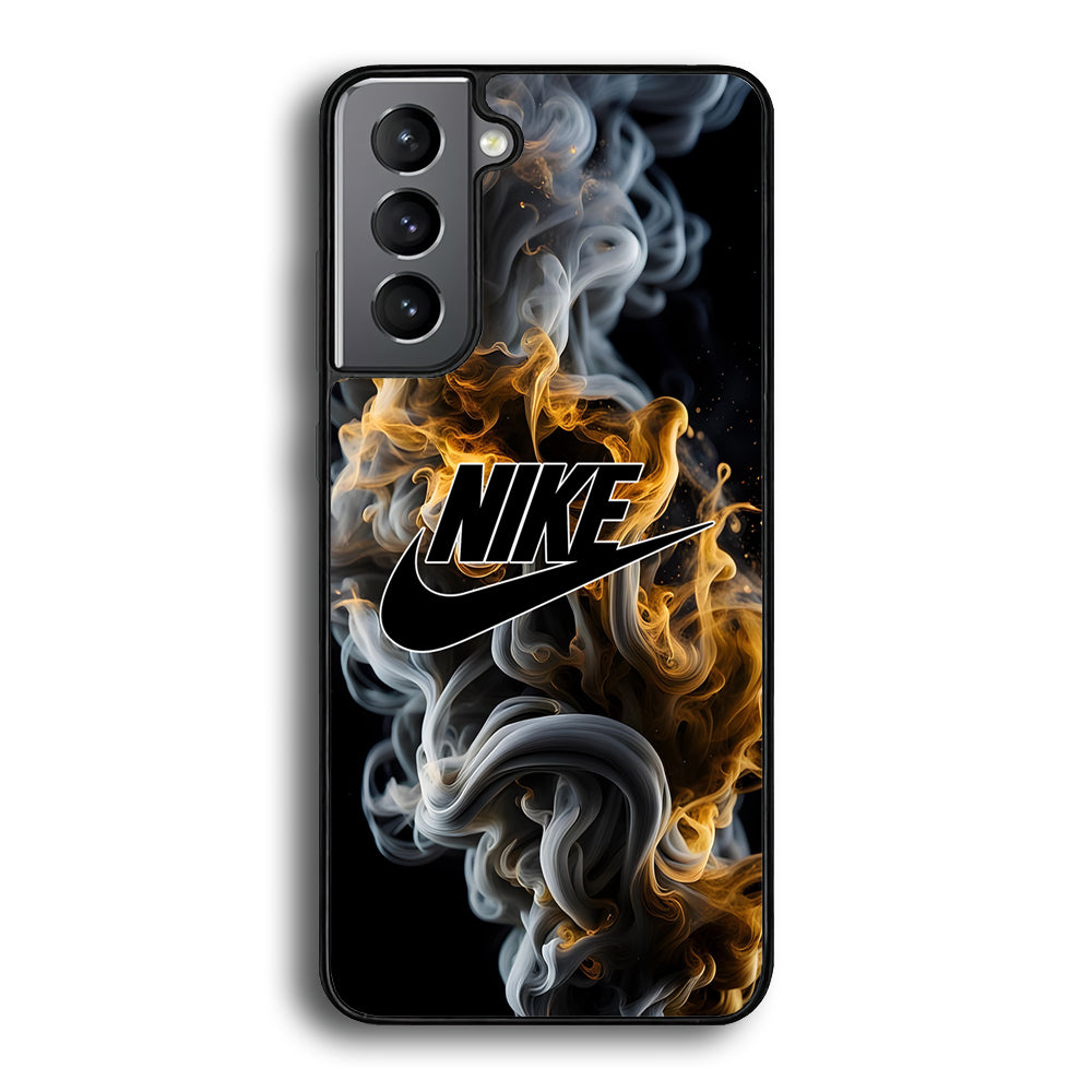 Nike Logo Smoke Mixed with Fire Samsung Galaxy S24 Case-Mobile Phone Case-Rubber Black (2D Case)-Altracase