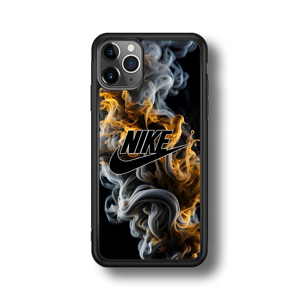 Nike Logo Smoke Mixed with Fire iPhone 11 Pro Max Case-Mobile Phone Case-Rubber Black (2D Case)-Altracase