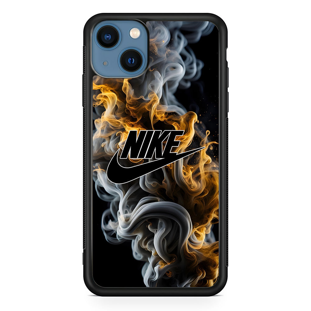 Nike Logo Smoke Mixed with Fire iPhone 15 Plus Case-Mobile Phone Case-Rubber Black (2D Case)-Altracase