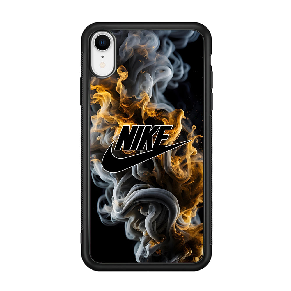 Nike Logo Smoke Mixed with Fire iPhone XR Case-Mobile Phone Case-Rubber Black (2D Case)-Altracase