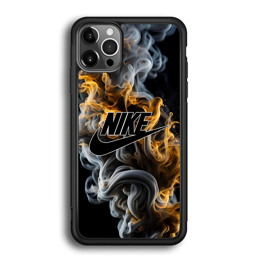 Nike Logo Smoke Mixed with Fire iPhone 12 Pro Max Case-Mobile Phone Case-Rubber Black (2D Case)-Altracase