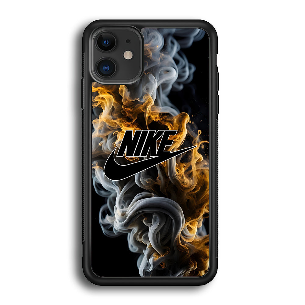 Nike Logo Smoke Mixed with Fire iPhone 11 Case-Mobile Phone Case-Rubber Black (2D Case)-Altracase
