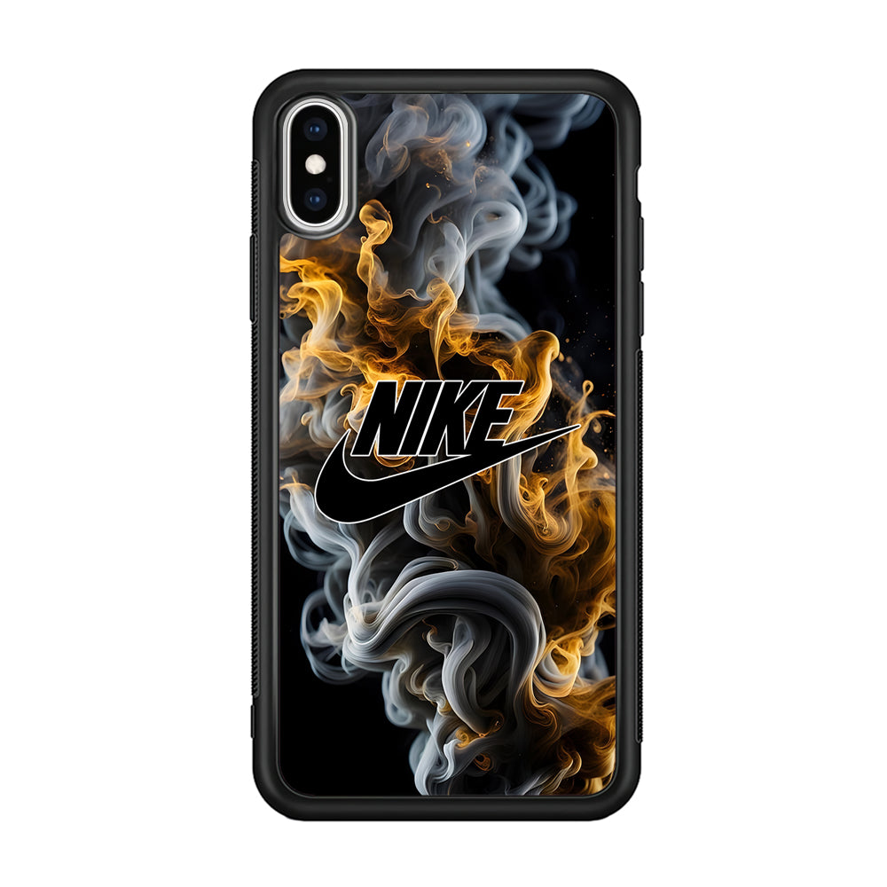 Nike Logo Smoke Mixed with Fire iPhone Xs Max Case-Mobile Phone Case-Rubber Black (2D Case)-Altracase