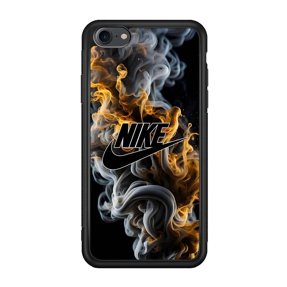 Nike Logo Smoke Mixed with Fire iPhone SE 3 2022 Case-Mobile Phone Case-Rubber Black (2D Case)-Altracase