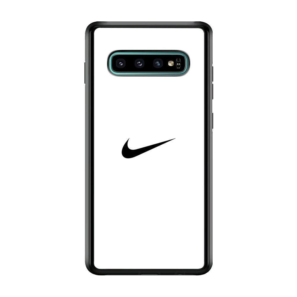 Nike Logo White Simple Samsung Galaxy S10 Case-Mobile Phone Case-Rubber Black (2D Case)-Altracase