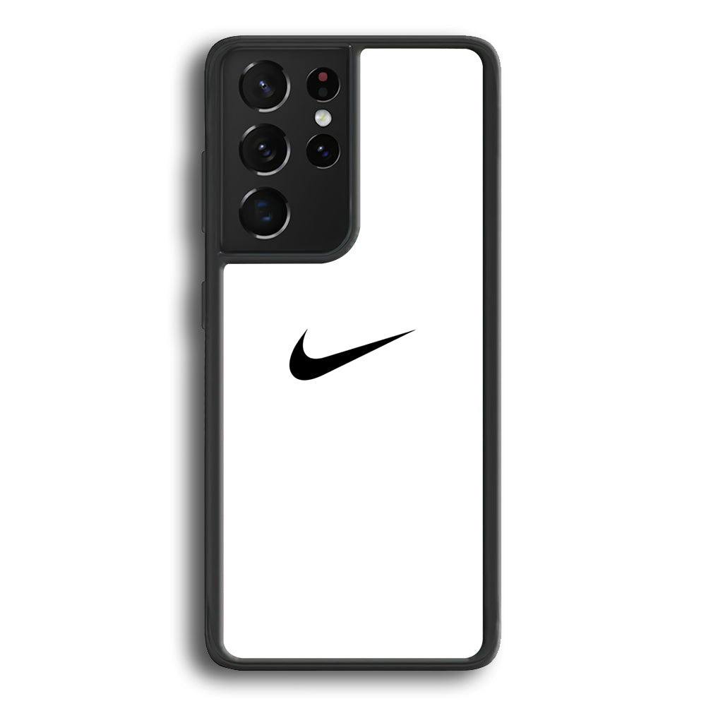 Nike Logo White Simple Samsung Galaxy S21 Ultra Case-Mobile Phone Case-Rubber Black (2D Case)-Altracase