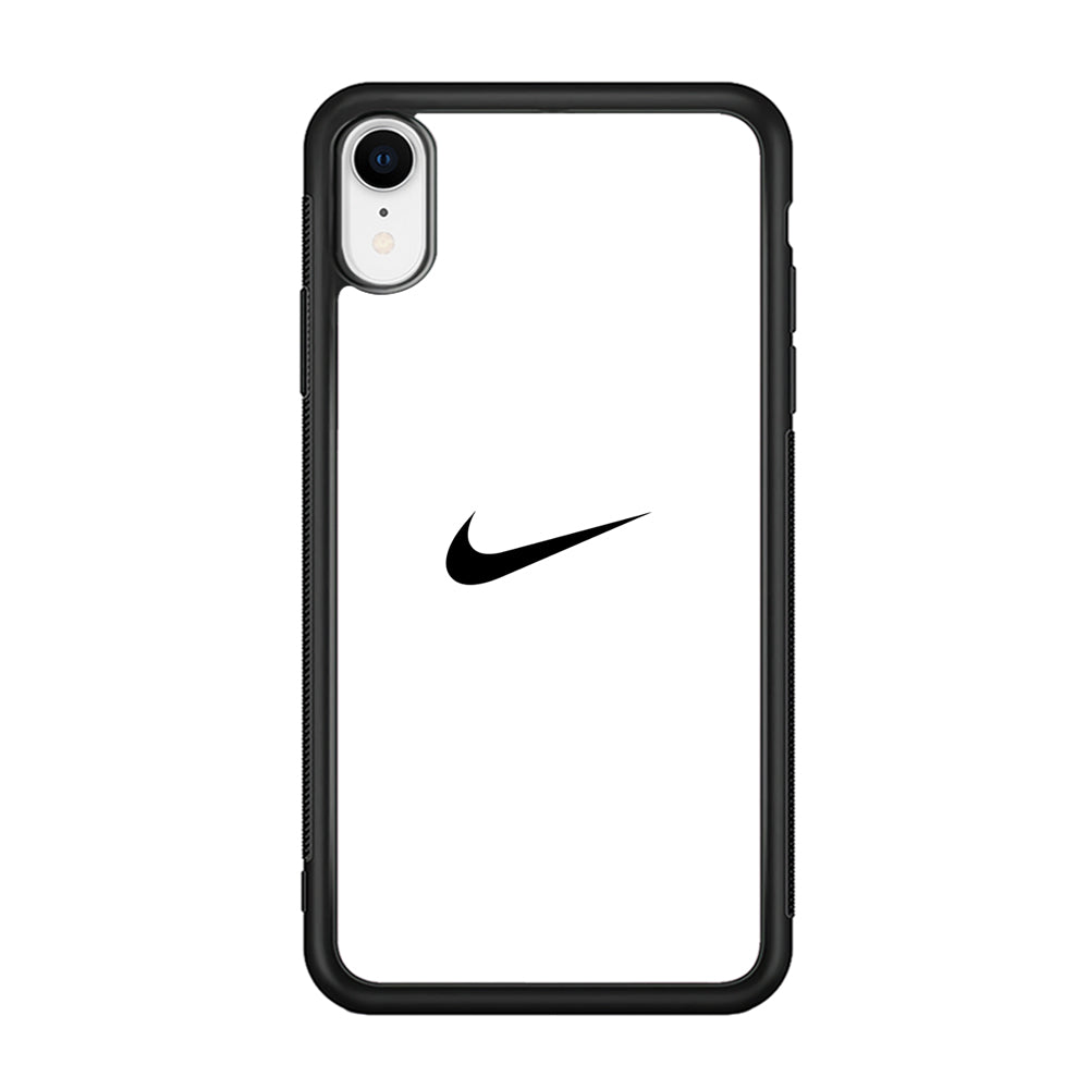 Nike Logo White Simple iPhone XR Case-Mobile Phone Case-Rubber Black (2D Case)-Altracase