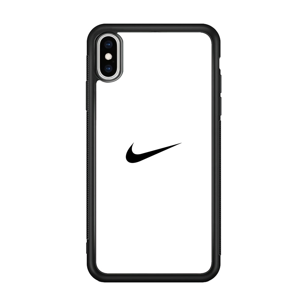 Nike Logo White Simple iPhone Xs Case-Mobile Phone Case-Rubber Black (2D Case)-Altracase