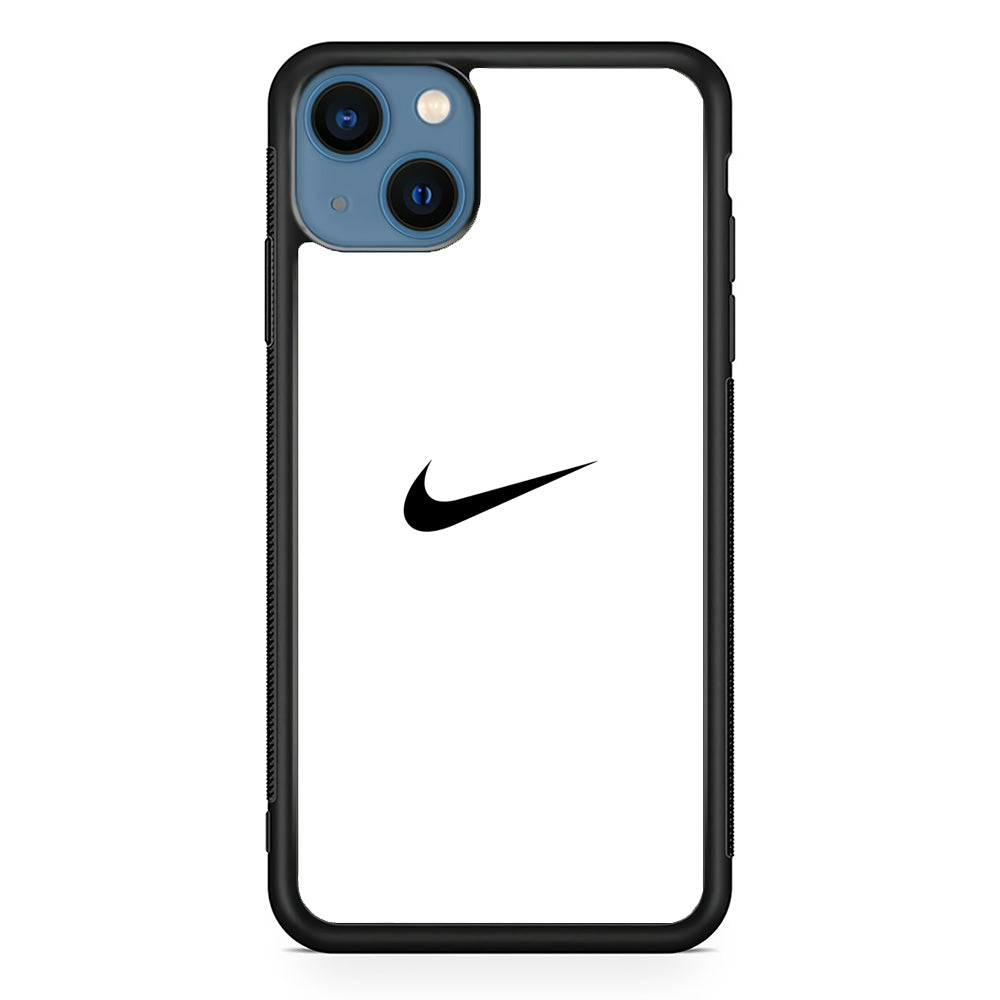 Nike Logo White Simple iPhone 15 Plus Case-Mobile Phone Case-Rubber Black (2D Case)-Altracase