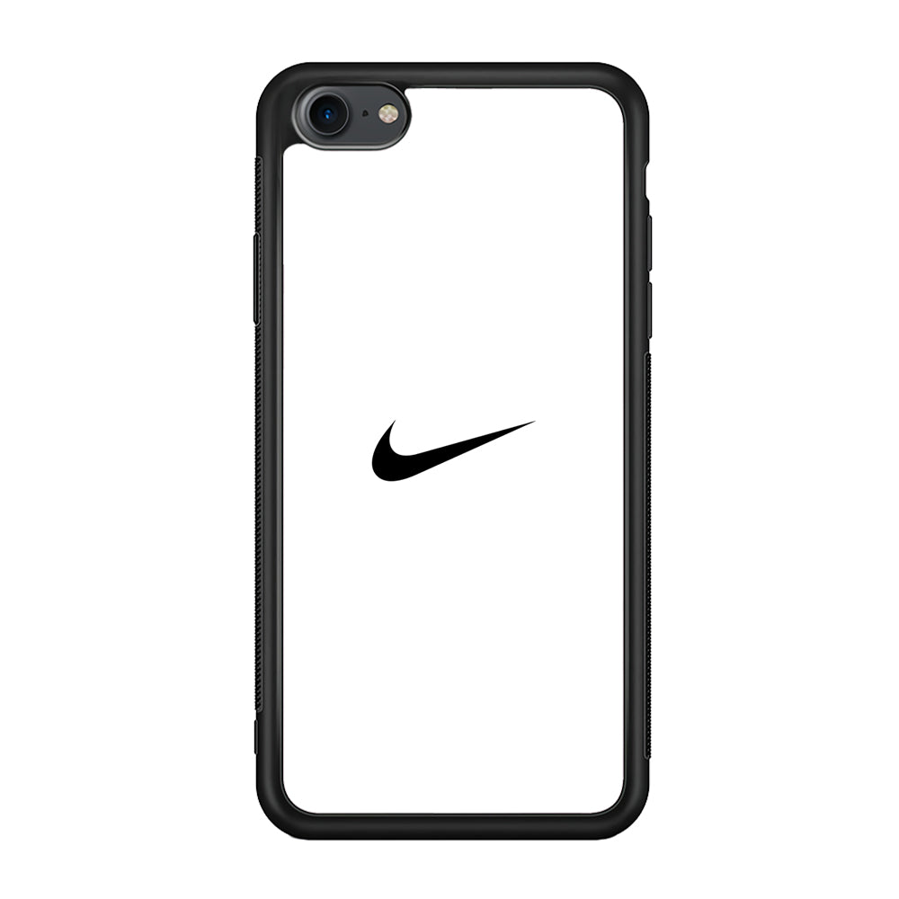 Nike Logo White Simple iPhone SE 2020 Case-Mobile Phone Case-Rubber Black (2D Case)-Altracase