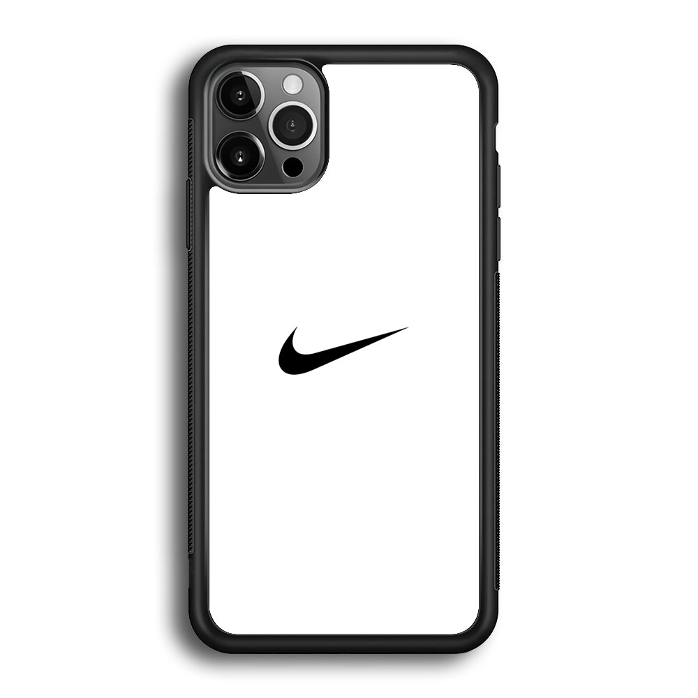 Nike Logo White Simple iPhone 12 Pro Max Case-Mobile Phone Case-Rubber Black (2D Case)-Altracase