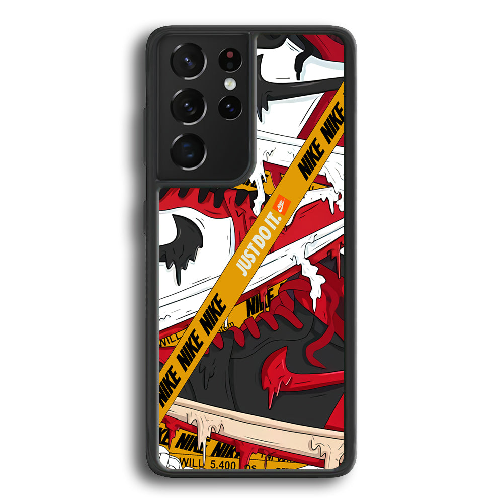 Nike Melt and Drip Samsung Galaxy S21 Ultra Case-Mobile Phone Case-Rubber Black (2D Case)-Altracase