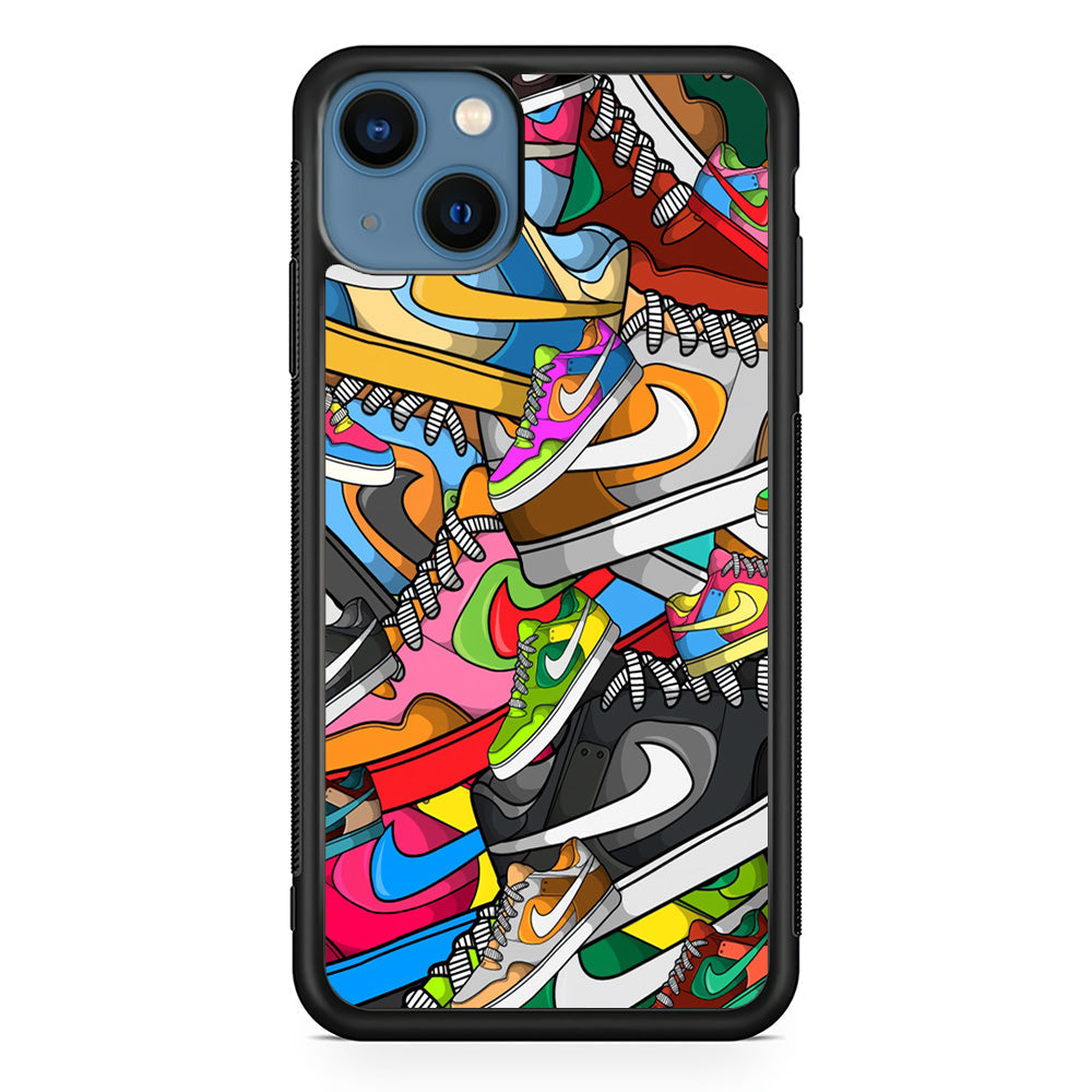 Nike Mix Shoes iPhone 15 Plus Case-Mobile Phone Case-Rubber Black (2D Case)-Altracase