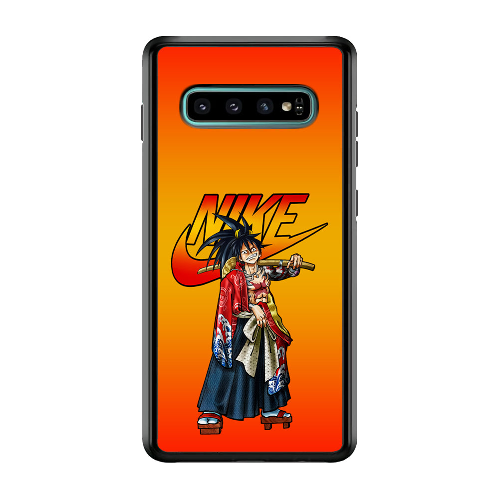 Nike Monkey D Luffy Samsung Galaxy S10 Case-Mobile Phone Case-Rubber Black (2D Case)-Altracase