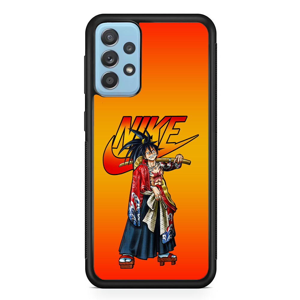 Nike Monkey D Luffy Samsung Galaxy A72 Case-Mobile Phone Case-Rubber Black (2D Case)-Altracase