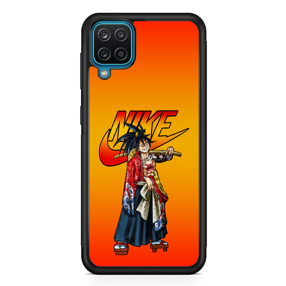 Nike Monkey D Luffy Samsung Galaxy A12 Case-Mobile Phone Case-Rubber Black (2D Case)-Altracase